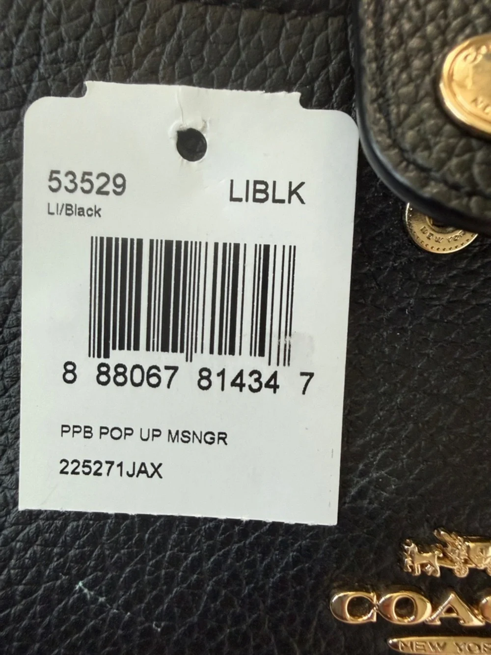 Coach Black Pebbled Leather Gold-Tone Crossbody Wallet - Picture 7 of 7